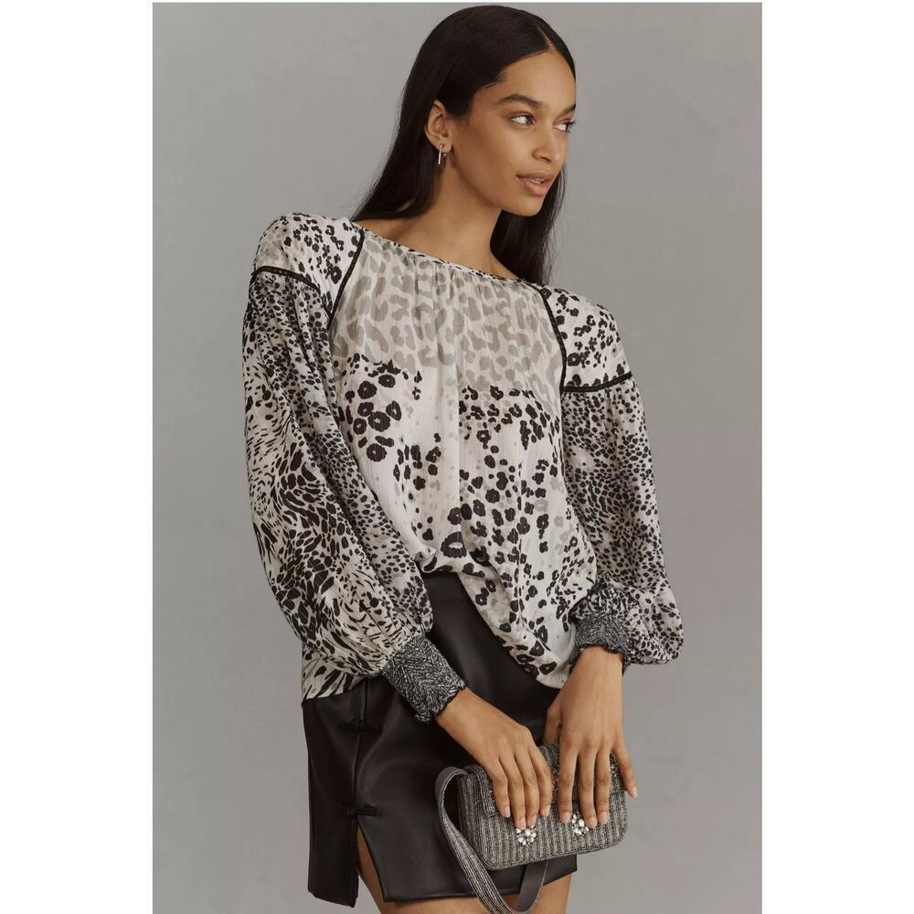 NWOT Anthropologie x Conditions Apply Biljana Printed Top. Size L.  Retails $118